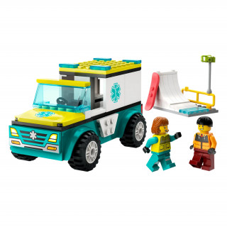 LEGO City Mentőautó és snowboardos (60403) Játék