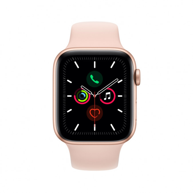 Apple Watch Series 5 GPS, 44mm Arany alumíniumtok rózsakvarcszínű sportszíjjal Mobil