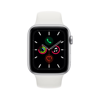 Apple Watch Series 5 GPS, 44mm, Ezüst alumíniumtok fehér sportszíjjal Mobil