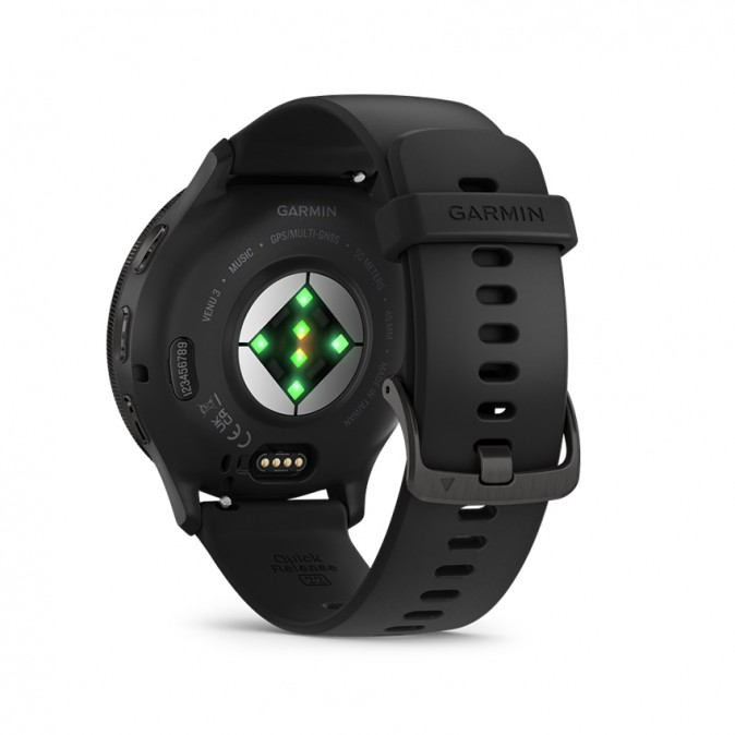 Garmin VENU 3 Fekete, Fekete kerettel, bőr és szilikon szíjjal Mobil
