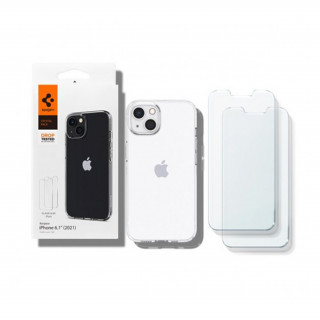 Spigen Crystal Pack Apple iPhone 13 Crystal Clear tok, átlátszó + Glas.tR tempered kijelzővédő fólia (2db) Mobil