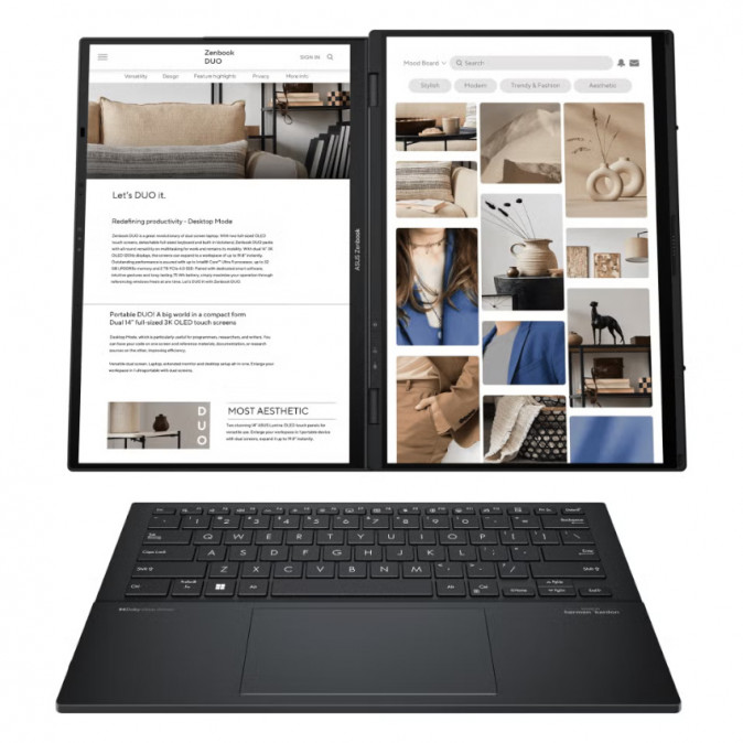 ASUS CONS NB Zenbook Duo UX8406CA-PZ144W 14" WQXGA OLED Touch, Intel Arl H Core U. 7, 16GB, 1TB M.2, INT, WIN11H, Szürke PC