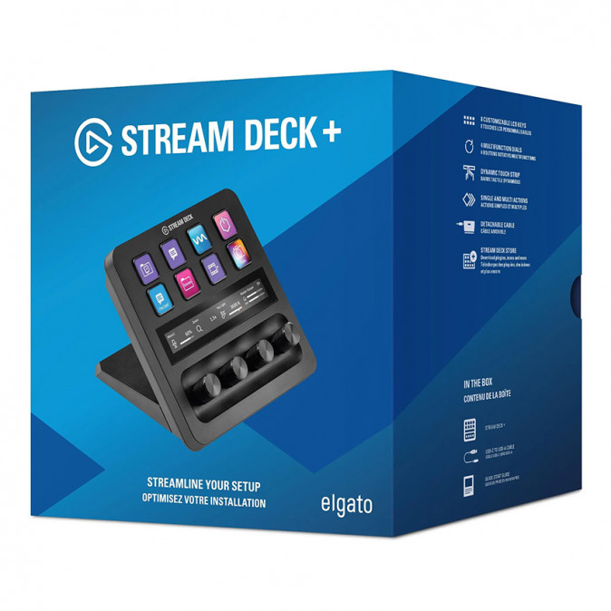 CORSAIR ELGATO STREAM DECK+, 8 Testreszabható LCD Billentyű, Audio mixer, LCD Érintőpanel, fekete PC