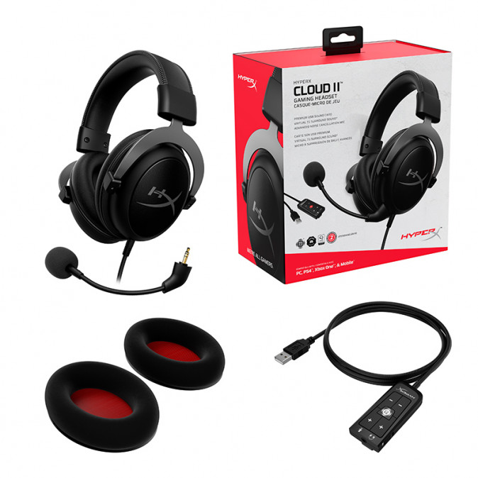 HyperX Cloud II - Gaming fejhallgató (Gun Metal) (4P5L9AA) PC