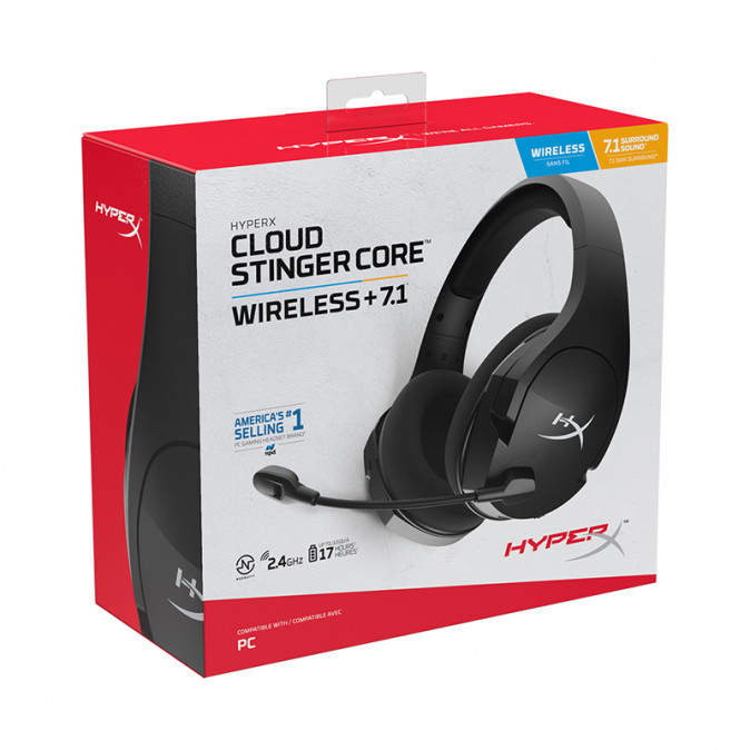 HyperX Cloud Stinger Core - vezeték nélküli Gaming Headset + 7.1 (fekete) (4P4F0AA) PC