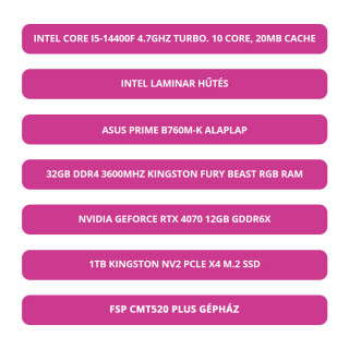 KV RTX Hero Gamer PC (Intel I5-14400F, RTX 4070 12GB, 32GB DDR4, 1TB SSD) PC