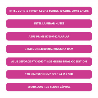 KV RTX Knight Gamer PC (Intel I5-14400F, RTX 4060 Ti 8GB, 32GB DDR4, 1TB SSD) PC