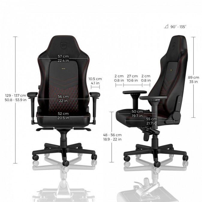 Noblechairs HERO BŐR Fekete/Piros Gamer szék (NBL-HRO-RL-BRD) (Bontott) PC