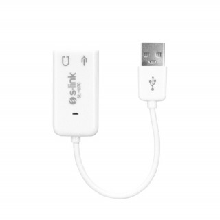 S-Link Átalakító - SL-U70 (USB hangkártya konverter, Bemenet: USB-A, Kimenet: 2x 3,5mm Jack) PC