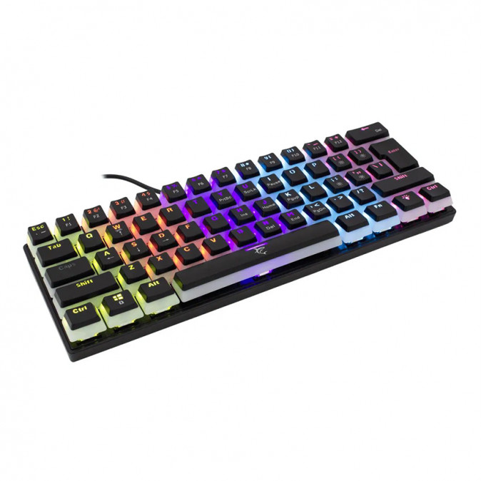 WHITE SHARK GK-2202B/R-US ASHIKO angol 60%-os fekete mechanikus (piros switch) gamer billentyűzet PC