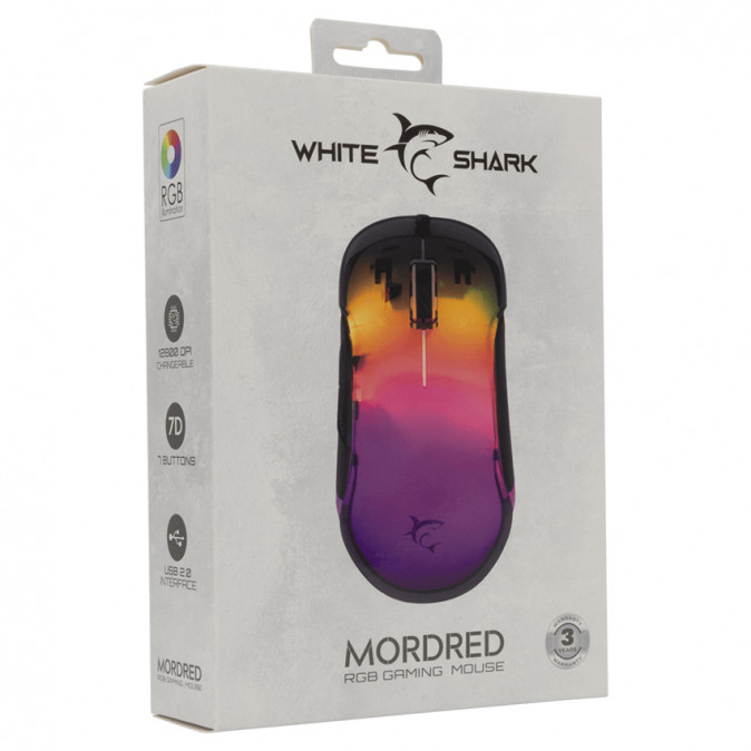 WHITE SHARK MORDRED-B WS GM-5017B gamer egér 7D / 12000 dpi fekete RGB PC