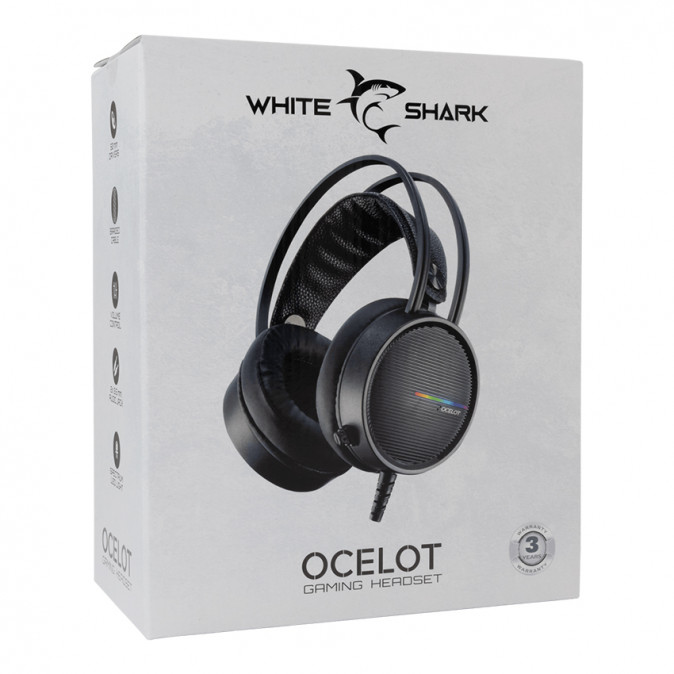 WHITE SHARK OCELOT gamer fejhallgató PC