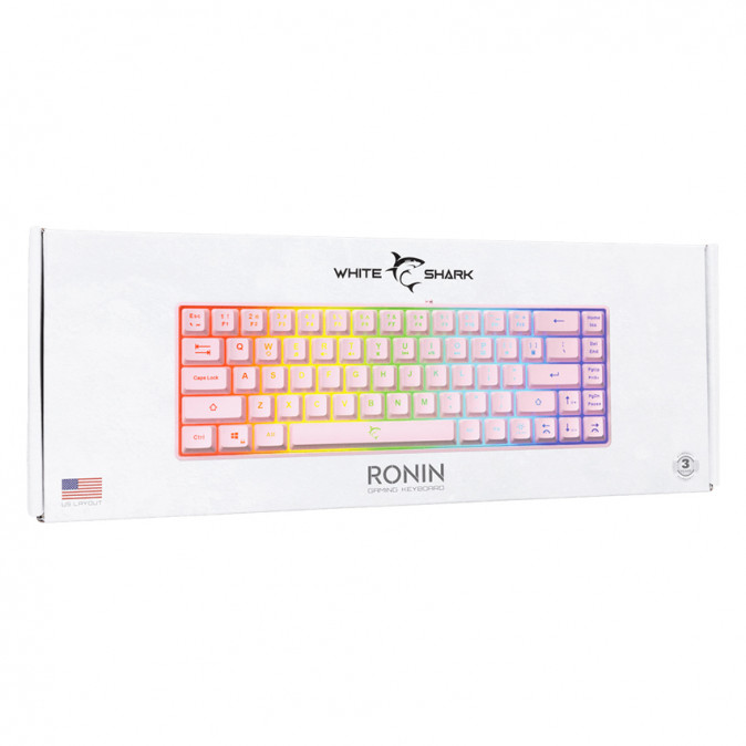 WHITE SHARK RONIN-P WS GK-2201P-US gamer billentyűzet, 68 gomb pink (angol) PC