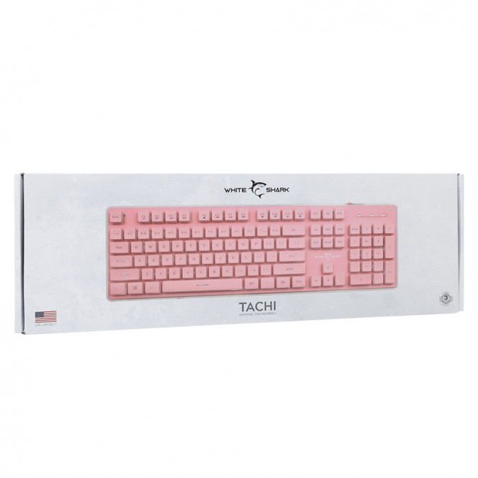WHITE SHARK TACHI-P/US WS GK-003441P-US gamer billentyűzet, 104 gomb pink (angol) PC