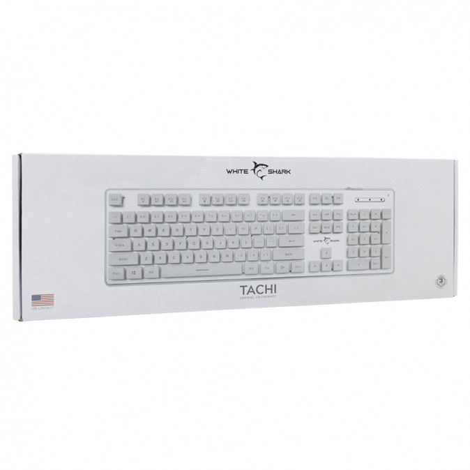 WHITE SHARK TACHI-W/US WS GK-003241W-US gamer billentyűzet, 104 gomb fehér (angol) PC