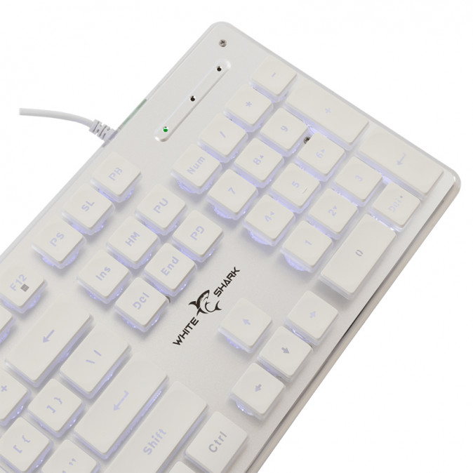 WHITE SHARK TACHI-W/US WS GK-003241W-US gamer billentyűzet, 104 gomb fehér (angol) PC