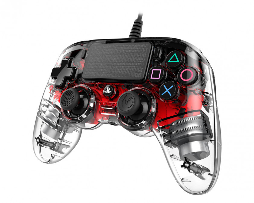 PlayStation 4 (PS4) Nacon Vezetékes Compact Kontroller (Illuminated) (Piros) PS4
