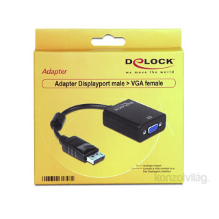 Delock 61848 fekete adapter displayport apa > VGA 15 pin anya PC