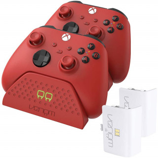 VENOM VS2879 Xbox Series S & X / Xbox One piros dupla töltőállomás + 2db akkumulátor Xbox Series