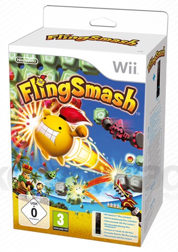 Wii Remote Plus (fekete) + FlingSmash Wii